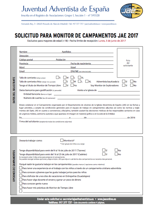 Solicitud monitor campamentos JAE 2017