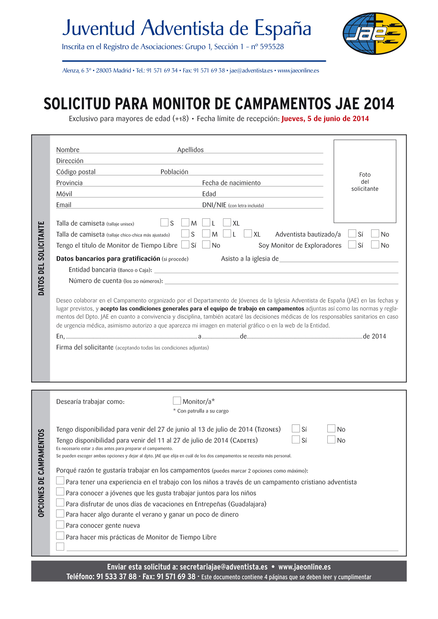 Solicitud Monitor Campamentos JAE 2014