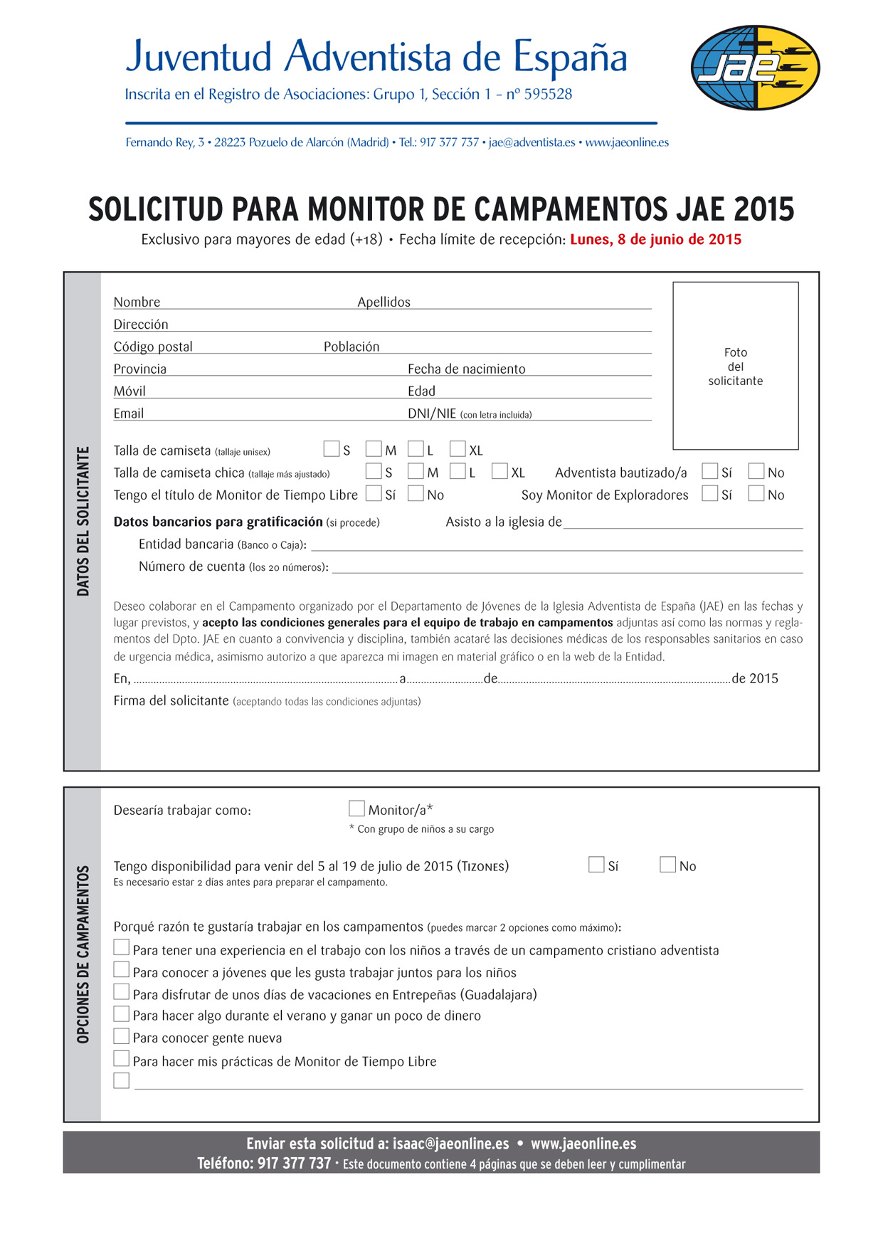 Solicitud Monitor Campamentos JAE 2015
